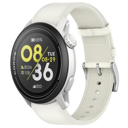For COROS Pace 3 Press Button 22mm Leather Watch Band(White) by bashfashion