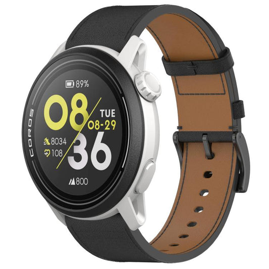For COROS Pace 3 Press Button 22mm Leather Watch Band(Black) by bashfashion