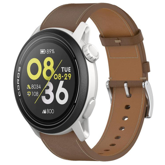 For COROS Pace 3 Press Button 22mm Leather Watch Band(Brown) by bashfashion