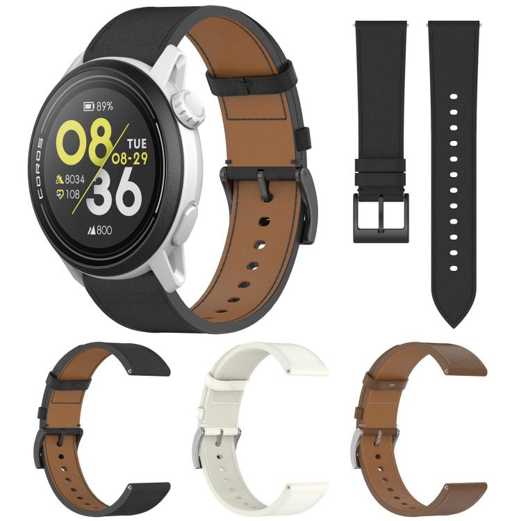 For COROS Pace 3 Press Button 22mm Leather Watch Band(Black) by bashfashion