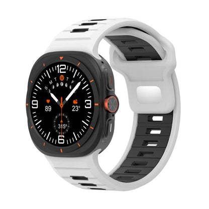 For Samsung Galaxy Watch Ultra 47mm / Ultra 2025 Two Color Reverse Buckle Silicone Watch Band(White Black) by bashfashion