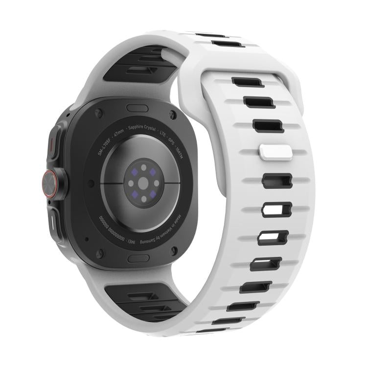 For Samsung Galaxy Watch Ultra 47mm / Ultra 2025 Two Color Reverse Buckle Silicone Watch Band(White Black) by bashfashion