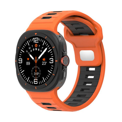 For Samsung Galaxy Watch Ultra 47mm / Ultra 2025 Two Color Reverse Buckle Silicone Watch Band(Orange Black) by bashfashion