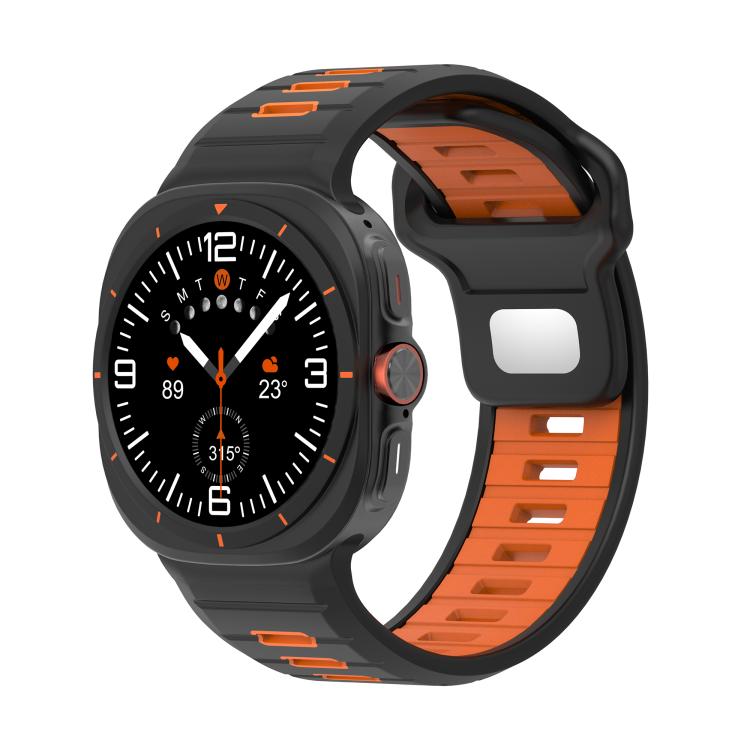 For Samsung Galaxy Watch Ultra 47mm / Ultra 2025 Two Color Reverse Buckle Silicone Watch Band(Black Orange) by bashfashion