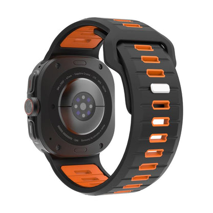 For Samsung Galaxy Watch Ultra 47mm / Ultra 2025 Two Color Reverse Buckle Silicone Watch Band(Black Orange) by bashfashion