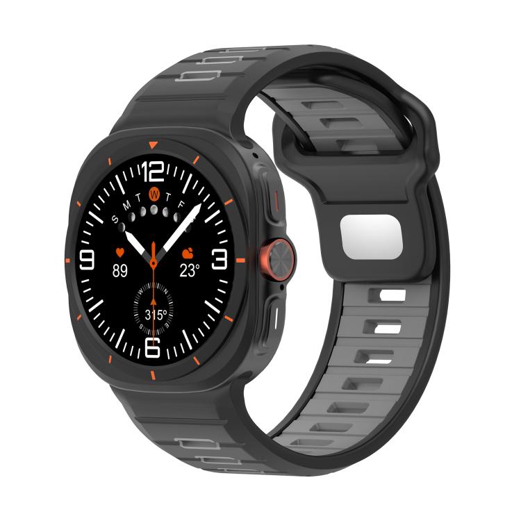 For Samsung Galaxy Watch Ultra 47mm / Ultra 2025 Two Color Reverse Buckle Silicone Watch Band(Black Gray) by bashfashion