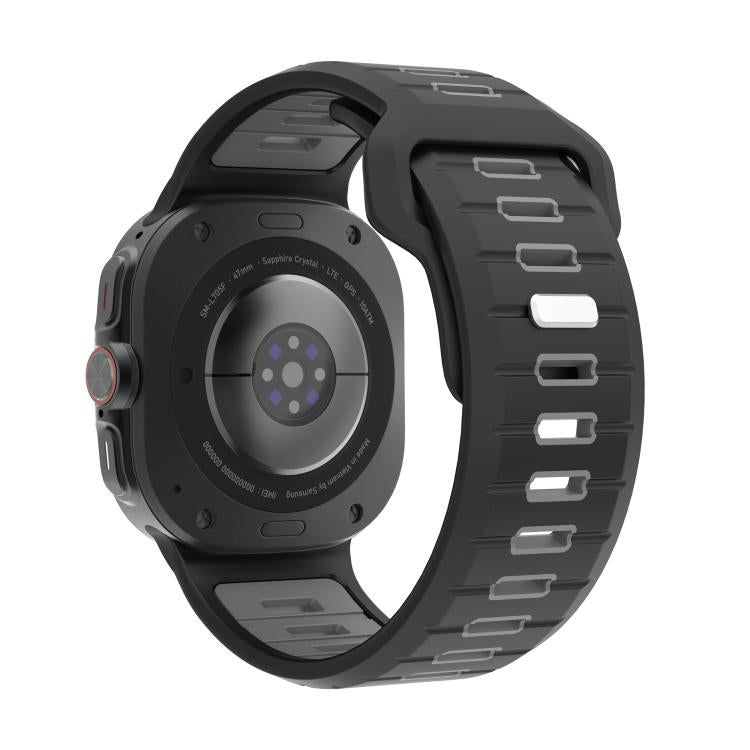 For Samsung Galaxy Watch Ultra 47mm / Ultra 2025 Two Color Reverse Buckle Silicone Watch Band(Black Gray) by bashfashion