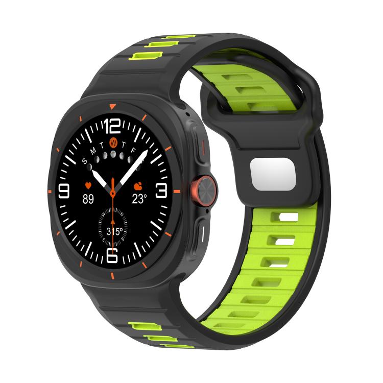 For Samsung Galaxy Watch Ultra 47mm / Ultra 2025 Two Color Reverse Buckle Silicone Watch Band(Black Lime) by bashfashion