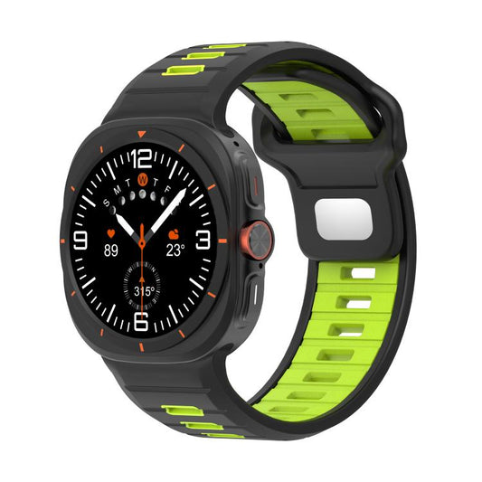 For Samsung Galaxy Watch Ultra 47mm / Ultra 2025 Two Color Reverse Buckle Silicone Watch Band(Black Lime) by bashfashion