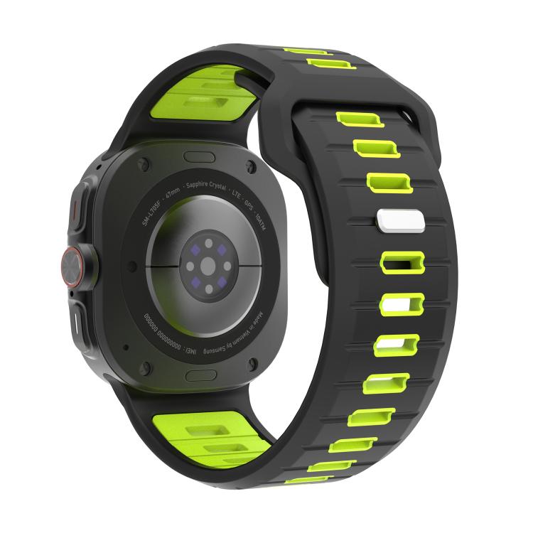 For Samsung Galaxy Watch Ultra 47mm / Ultra 2025 Two Color Reverse Buckle Silicone Watch Band(Black Lime) by bashfashion