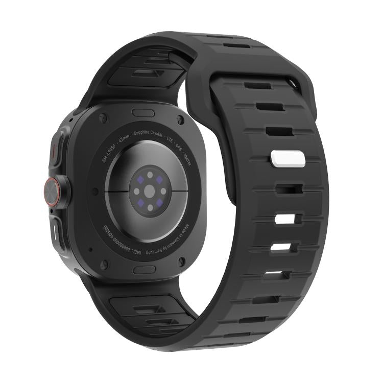 For Samsung Galaxy Watch Ultra 47mm / Ultra 2025 Two Color Reverse Buckle Silicone Watch Band(Black) by bashfashion