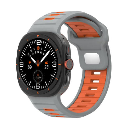 For Samsung Galaxy Watch Ultra 47mm / Ultra 2025 Two Color Reverse Buckle Silicone Watch Band(Gray Orange) by bashfashion