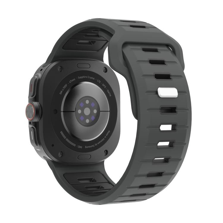 For Samsung Galaxy Watch Ultra 47mm / Ultra 2025 Two Color Reverse Buckle Silicone Watch Band(Charcoal Black) by bashfashion