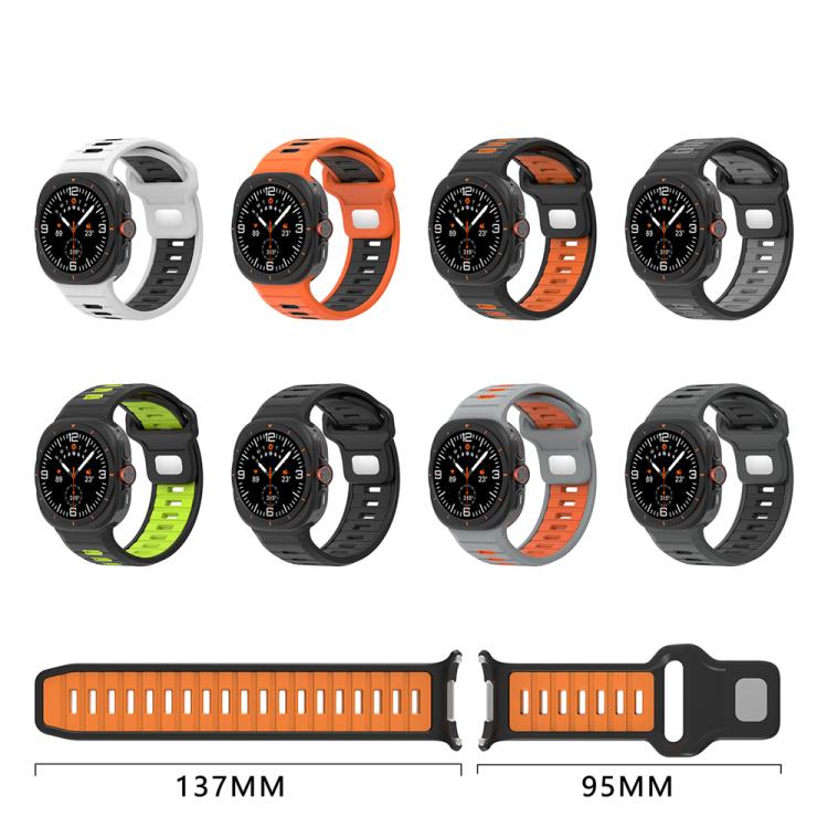 For Samsung Galaxy Watch Ultra 47mm / Ultra 2025 Two Color Reverse Buckle Silicone Watch Band(Orange Black) by bashfashion