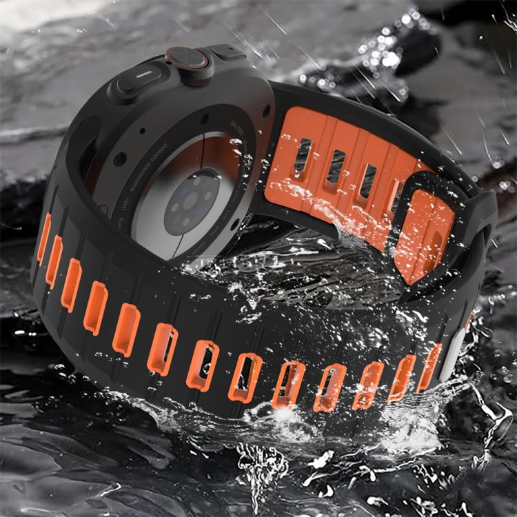 For Samsung Galaxy Watch Ultra 47mm / Ultra 2025 Two Color Reverse Buckle Silicone Watch Band(Gray Orange) by bashfashion