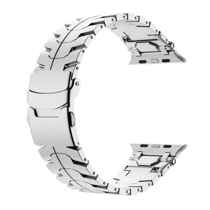 For Apple Watch 46mm / 49mm / 45mm / 44mm Stainless Steel Iron Man Safety Buckle Metal Watch Band(Silver) by bashfashion