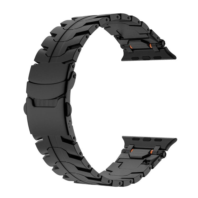 For Apple Watch 46mm / 49mm / 45mm / 44mm Stainless Steel Iron Man Safety Buckle Metal Watch Band(Black) by bashfashion