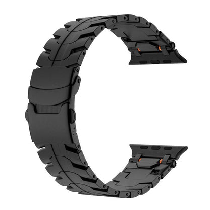 For Apple Watch 46mm / 49mm / 45mm / 44mm Stainless Steel Iron Man Safety Buckle Metal Watch Band(Black) by bashfashion