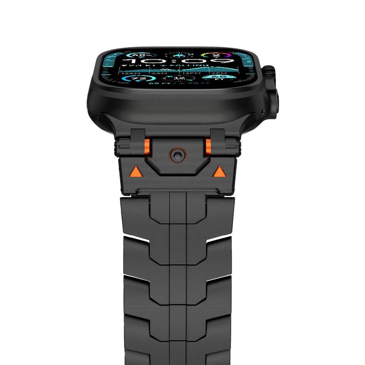For Apple Watch 46mm / 49mm / 45mm / 44mm Stainless Steel Iron Man Safety Buckle Metal Watch Band(Black) by bashfashion
