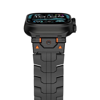 For Apple Watch 46mm / 49mm / 45mm / 44mm Stainless Steel Iron Man Safety Buckle Metal Watch Band(Black) by bashfashion