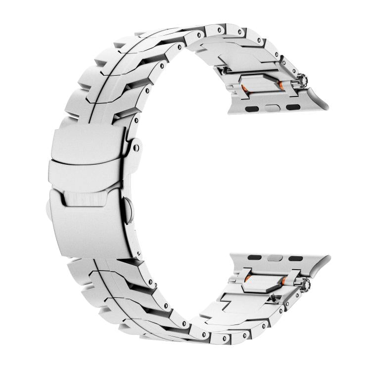For Apple Watch 42mm / 41mm / 40mm / 38mm Stainless Steel Iron Man Safety Buckle Metal Watch Band(Silver) by bashfashion