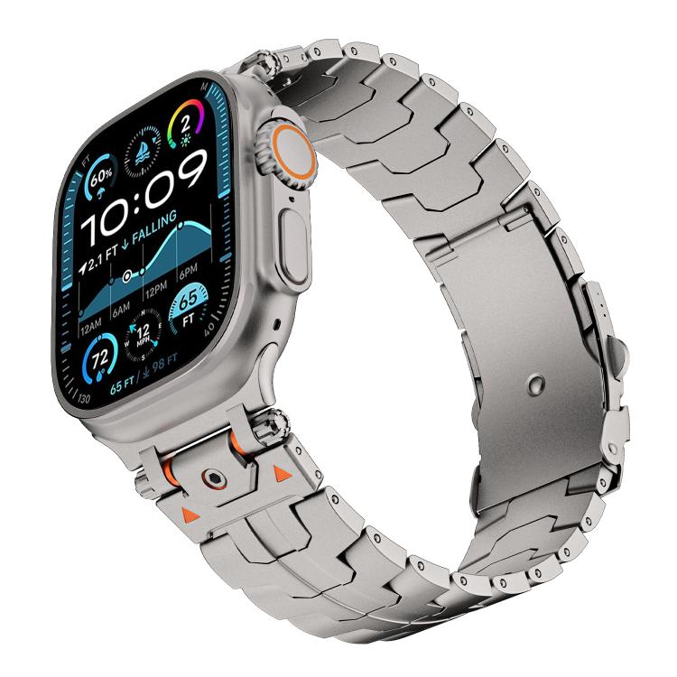 For Apple Watch 42mm / 41mm / 40mm / 38mm Stainless Steel Iron Man Safety Buckle Metal Watch Band(Titanium Color) by bashfashion