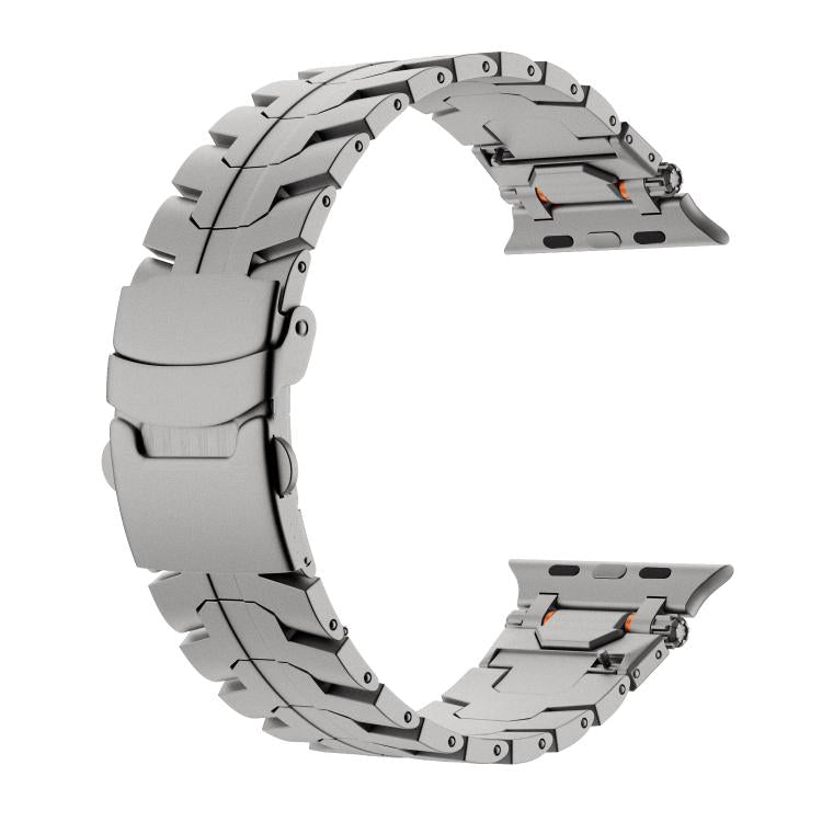 For Apple Watch 42mm / 41mm / 40mm / 38mm Stainless Steel Iron Man Safety Buckle Metal Watch Band(Titanium Color) by bashfashion
