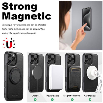 For iPhone 13 Pro Max Suteni G3 Oil Wax 360 Rotation Holder MagSafe Back Phone Case(Black) by Suteni
