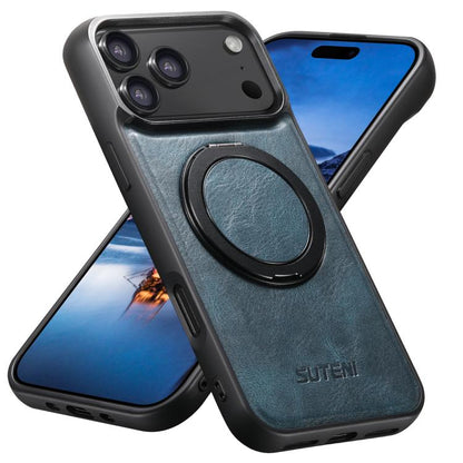 For iPhone 17 Pro Max Suteni G3 Oil Wax 360 Rotation Holder MagSafe Back Phone Case(Blue) by Suteni