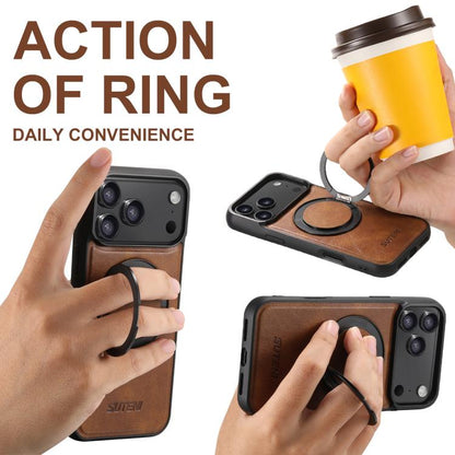 For iPhone 17 Pro Suteni G3 Oil Wax 360 Rotation Holder MagSafe Back Phone Case(Brown) by Suteni