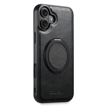 For iPhone 17 Suteni G3 Oil Wax 360 Rotation Holder MagSafe Back Phone Case(Black) by Suteni