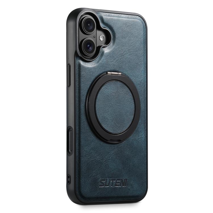 For iPhone 17 Suteni G3 Oil Wax 360 Rotation Holder MagSafe Back Phone Case(Blue) by Suteni
