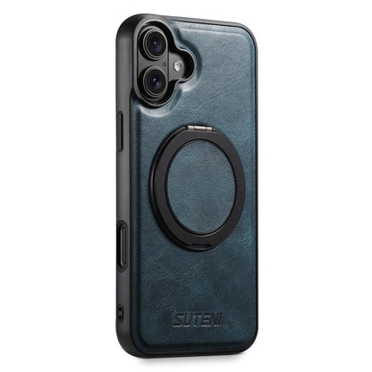 For iPhone 17 Suteni G3 Oil Wax 360 Rotation Holder MagSafe Back Phone Case(Blue) by Suteni