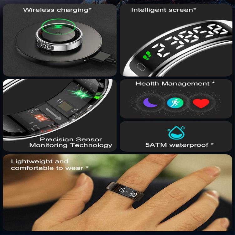 R11 SIZE 11 Smart Ring, Support Heart Rate / Blood Oxygen / Sleep / Multiple Sports Modes(Black) by bashfashion
