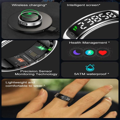 R11 SIZE 11 Smart Ring, Support Heart Rate / Blood Oxygen / Sleep / Multiple Sports Modes(Black) by bashfashion