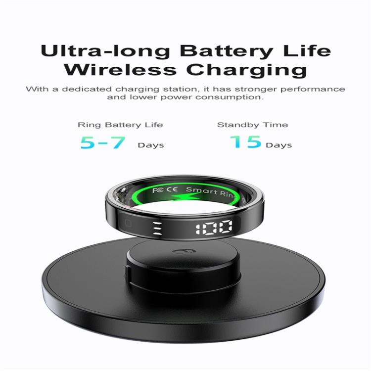 R11 SIZE 12 Smart Ring, Support Heart Rate / Blood Oxygen / Sleep / Multiple Sports Modes(Black) by bashfashion
