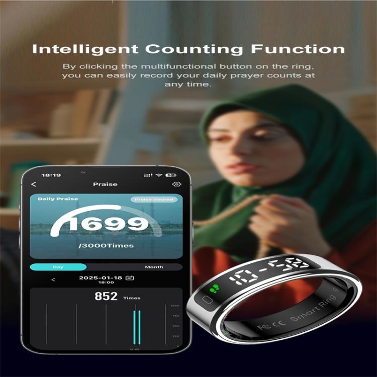R11 SIZE 13 Smart Ring, Support Heart Rate / Blood Oxygen / Sleep / Multiple Sports Modes(Rose Gold) by bashfashion