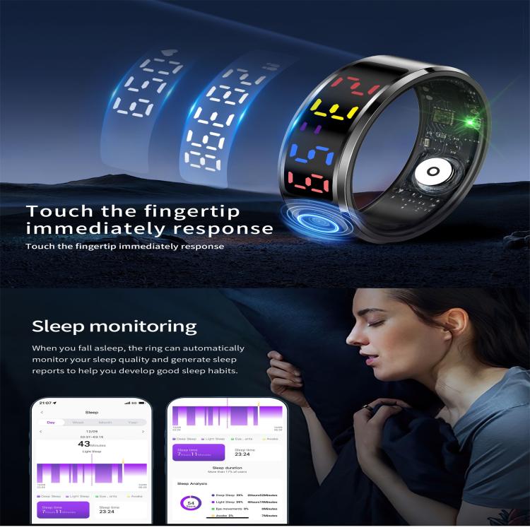 R12 SIZE 8 Smart Ring, Support Heart Rate / Blood Oxygen / Sleep / Multiple Sports Modes(Gold) by bashfashion