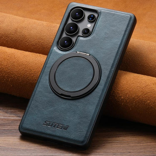 For Samsung Galaxy S24 Ultra 5G Suteni G3 Oil Wax 360 Rotation Holder MagSafe Back Phone Case(Blue) by Suteni