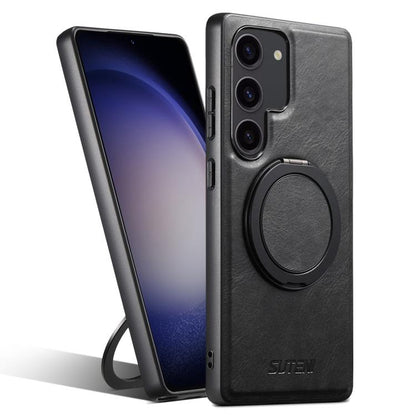 For Samsung Galaxy S23+ 5G Suteni G3 Oil Wax 360 Rotation Holder MagSafe Back Phone Case(Black) by Suteni