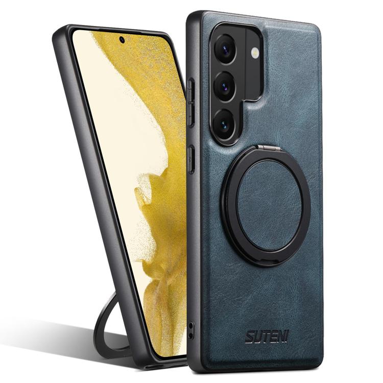 For Samsung Galaxy S22+ 5G Suteni G3 Oil Wax 360 Rotation Holder MagSafe Back Phone Case(Blue) by Suteni