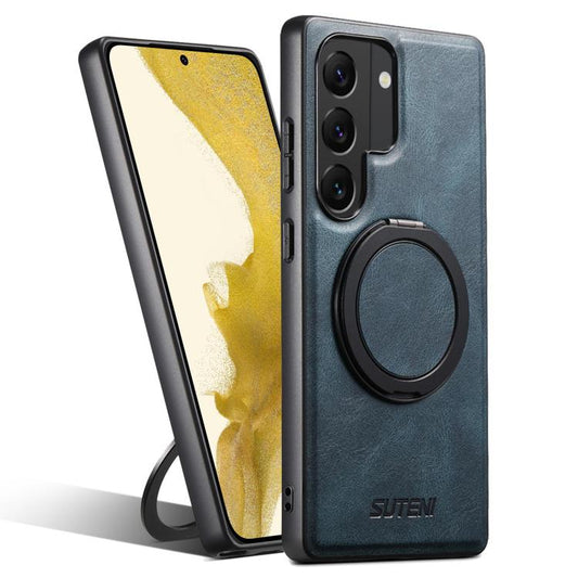 For Samsung Galaxy S22+ 5G Suteni G3 Oil Wax 360 Rotation Holder MagSafe Back Phone Case(Blue) by Suteni