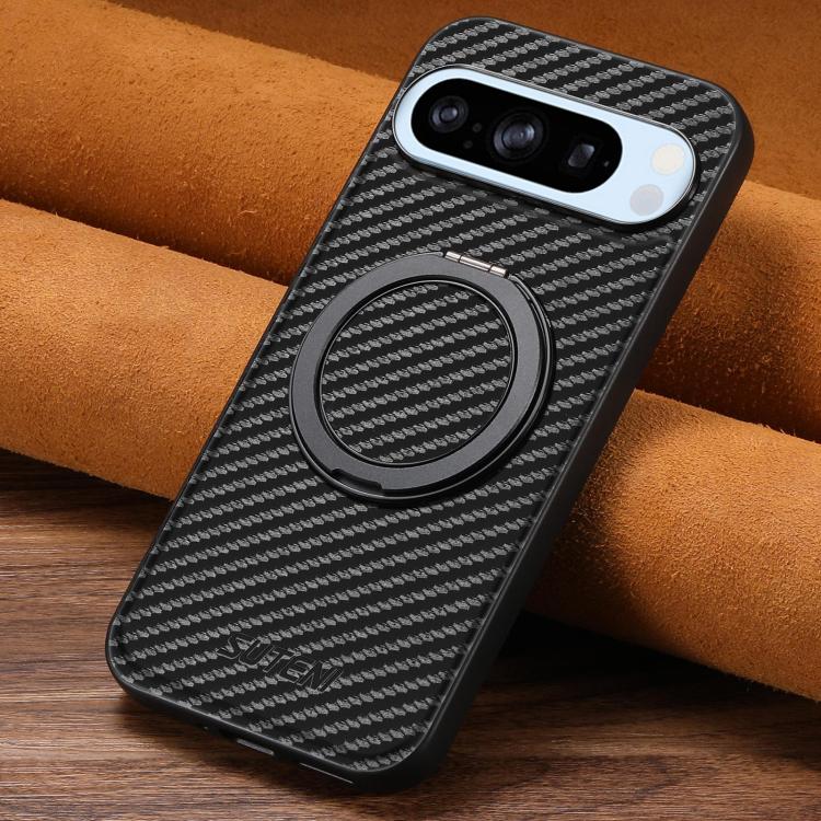 For Google Pixel 8 Pro Suteni G3 Carbon Fiber Leather 360 Rotation Holder MagSafe Phone Case(Black) by Suteni