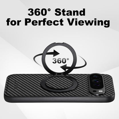 For Google Pixel 7 Pro Suteni G3 Carbon Fiber Leather 360 Rotation Holder MagSafe Phone Case(Black) by Suteni