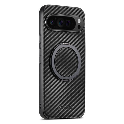 For Google Pixel 10 Pro XL Suteni G3 Carbon Fiber Leather 360 Rotation Holder MagSafe Phone Case(Black) by Suteni