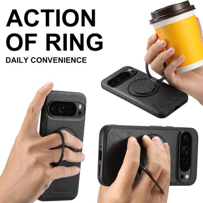 For Google Pixel 8a Suteni G3 Oil Wax 360 Rotation Holder MagSafe Back Phone Case(Black) by Suteni