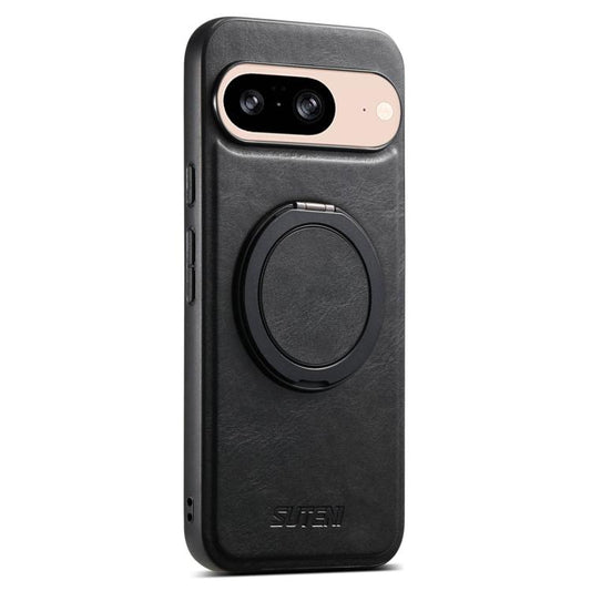 For Google Pixel 8 Suteni G3 Oil Wax 360 Rotation Holder MagSafe Back Phone Case(Black) by Suteni