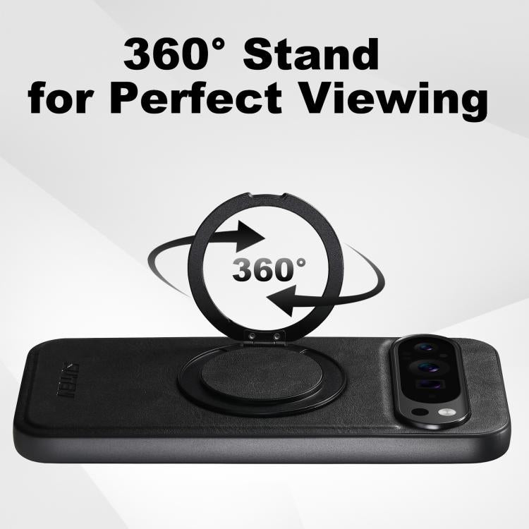 For Google Pixel 8 Suteni G3 Oil Wax 360 Rotation Holder MagSafe Back Phone Case(Black) by Suteni