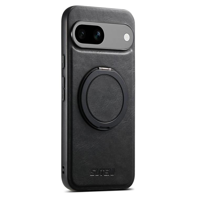 For Google Pixel 7a Suteni G3 Oil Wax 360 Rotation Holder MagSafe Back Phone Case(Black) by Suteni