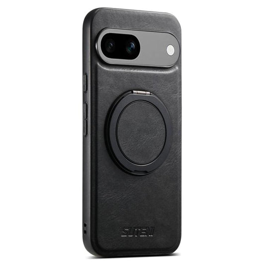 For Google Pixel 7a Suteni G3 Oil Wax 360 Rotation Holder MagSafe Back Phone Case(Black) by Suteni